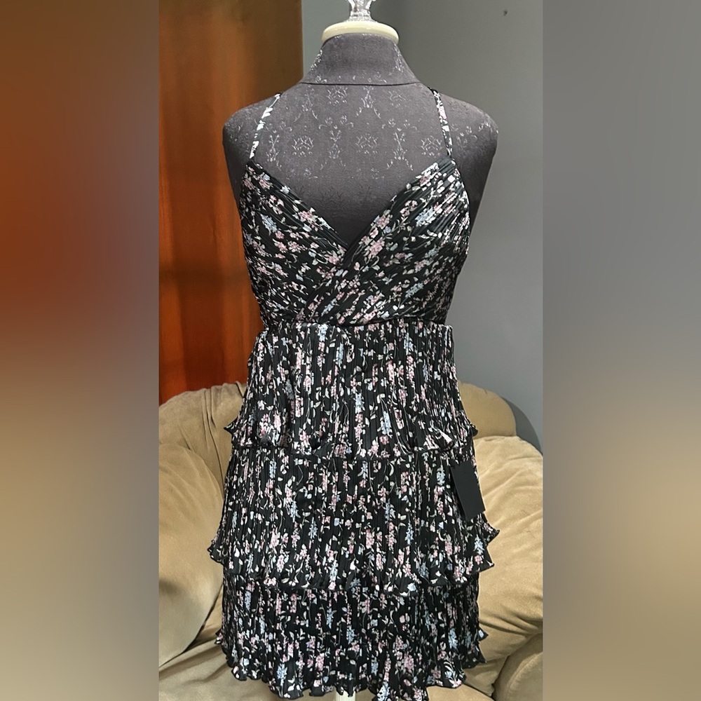 Lulu's Black and Pink Floral Mini Dress